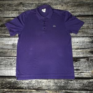 Lacoste Polo Shirt Purple Short Sleeve Mens Size 4 - Medium